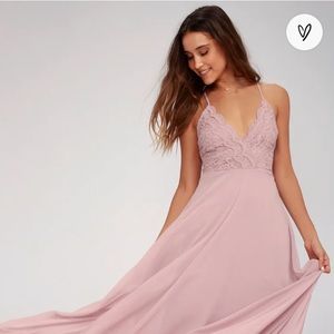 Madalyn Dusty Lavender Lace Maxi Dress